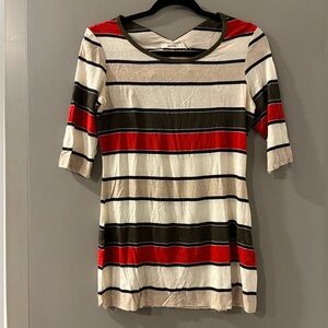 Bailey 44 Striped Half Sleeve Top with Back Cut Out
